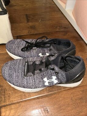 Under Armour Kids' Black and Heathered Gray Knit Sneakers